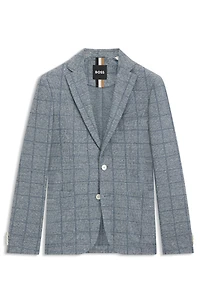 Slim-fit blazer checked stretch fabric