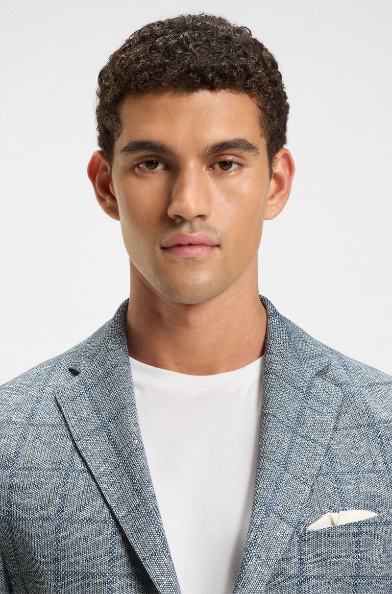 Slim-fit blazer checked stretch fabric