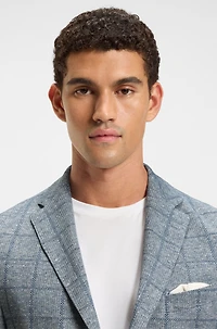 Slim-fit blazer checked stretch fabric