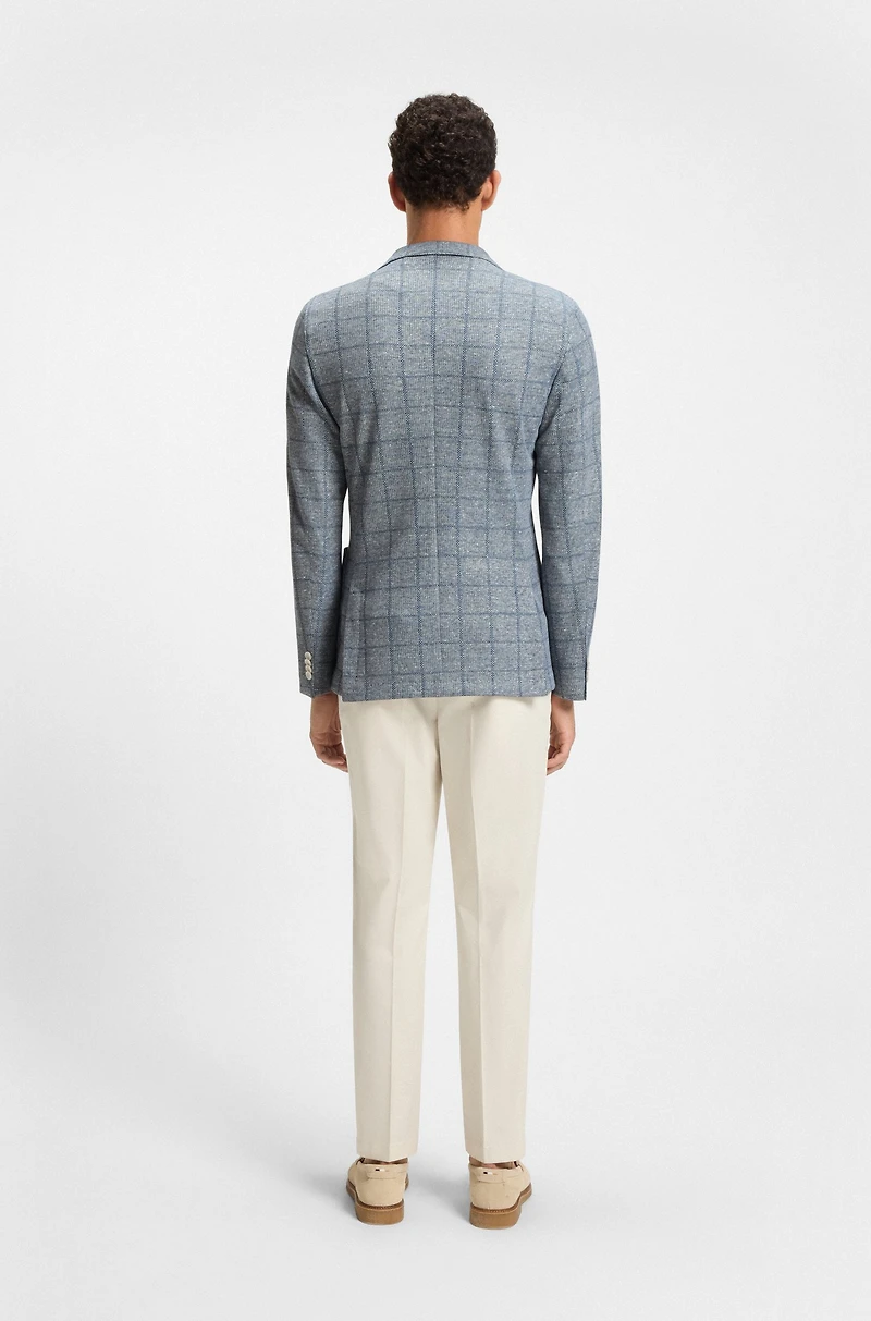 Slim-fit blazer checked stretch fabric