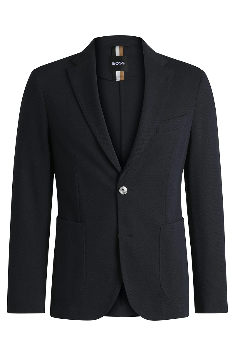 Slim-fit blazer micro-patterned cotton