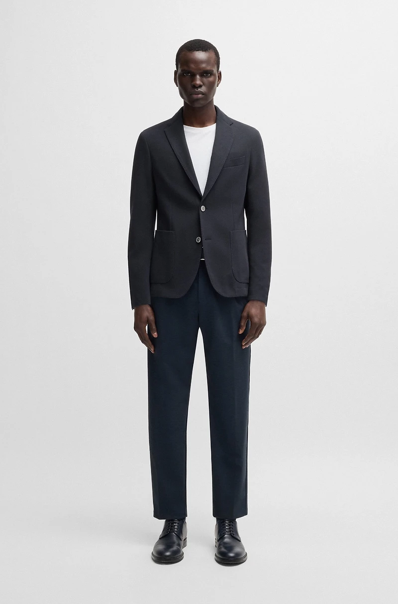 Slim-fit blazer micro-patterned cotton