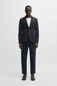Slim-fit blazer micro-patterned cotton