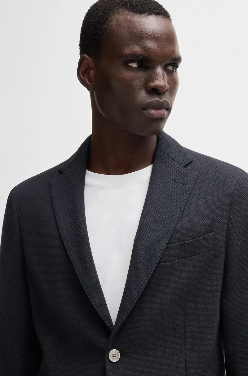 Slim-fit blazer micro-patterned cotton