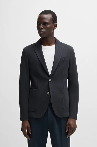 Slim-fit blazer micro-patterned cotton