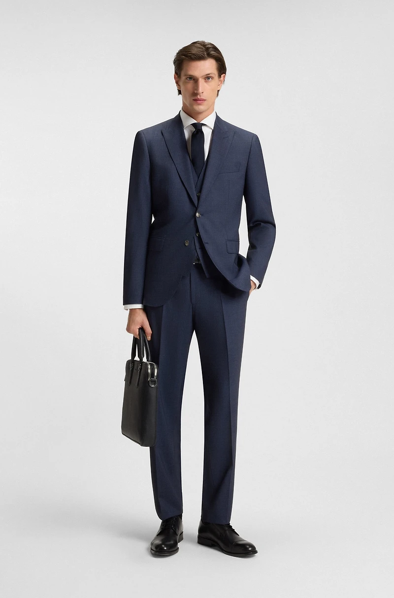 Regular-fit three-piece suit stretch wool