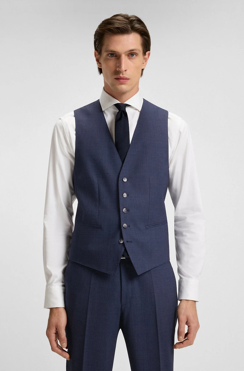 Regular-fit three-piece suit stretch wool