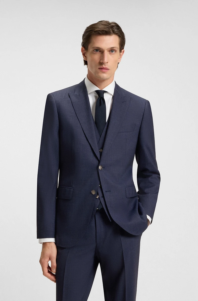 Regular-fit three-piece suit stretch wool