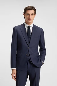 Regular-fit three-piece suit stretch wool