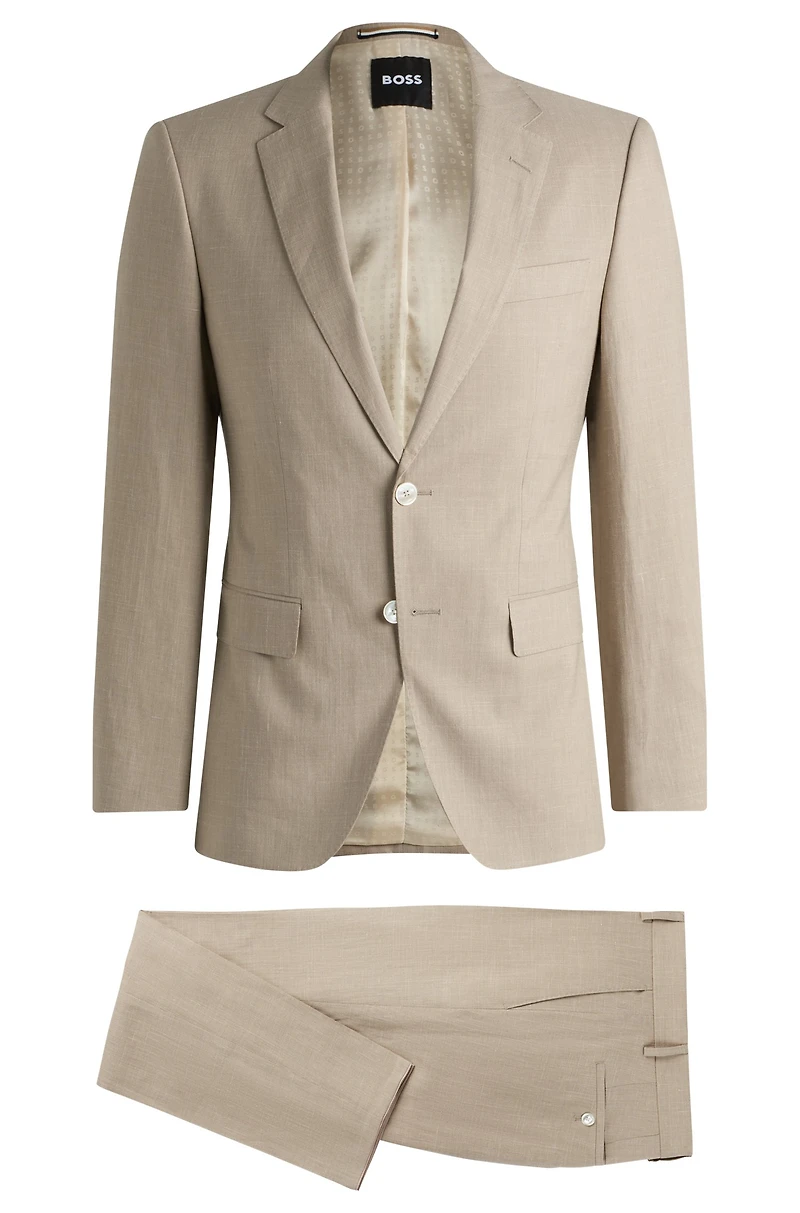 Slim-fit suit a micro-patterned linen blend