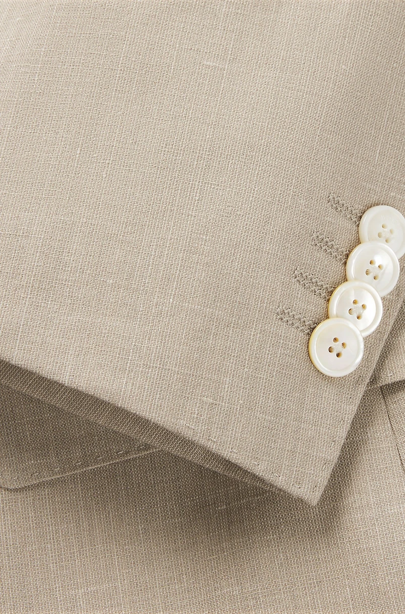 Slim-fit suit a micro-patterned linen blend
