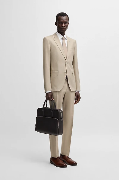 Slim-fit suit a micro-patterned linen blend