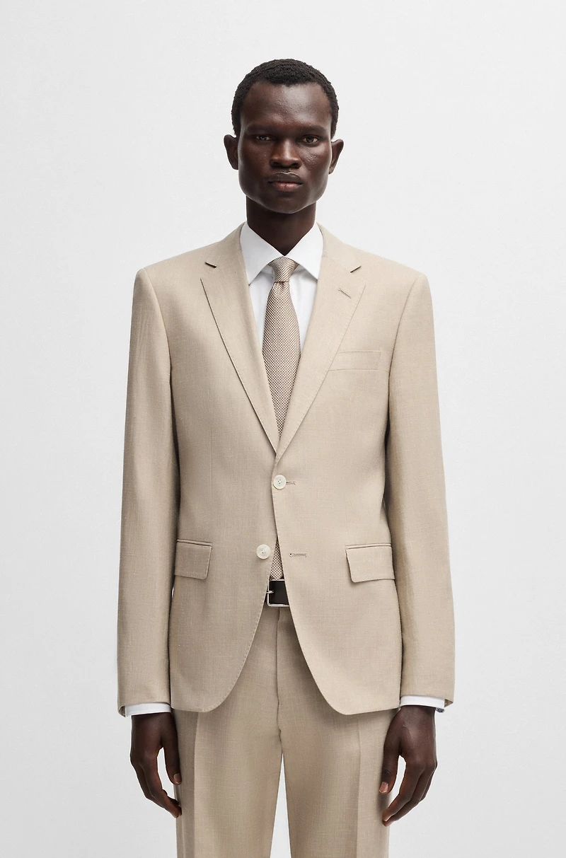 Slim-fit suit a micro-patterned linen blend