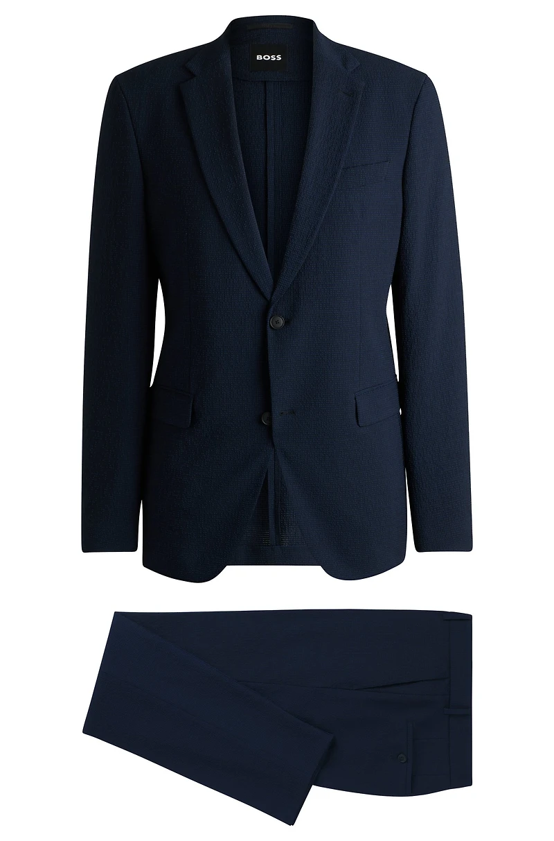 Two-piece suit performance-stretch seersucker