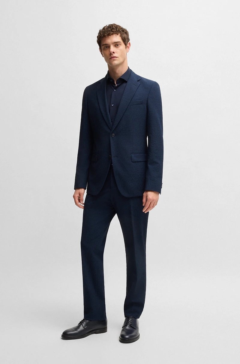 Two-piece suit performance-stretch seersucker