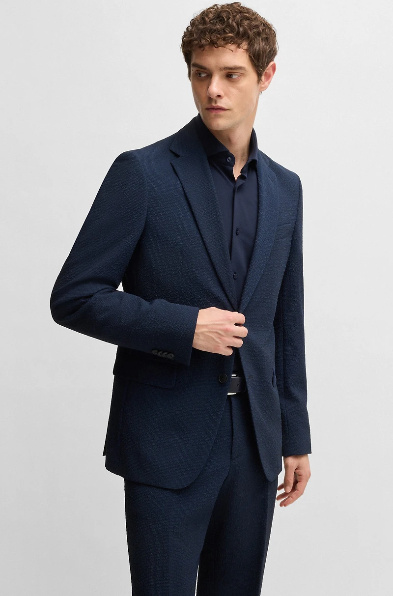 Two-piece suit performance-stretch seersucker