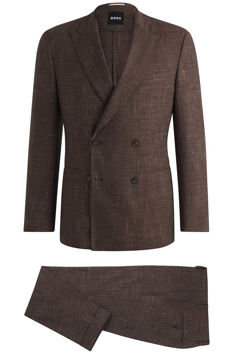 Two-piece suit patterned tweed