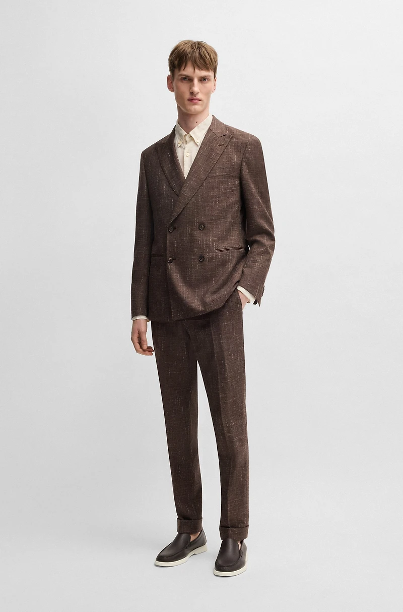 Two-piece suit patterned tweed