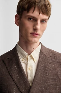 Two-piece suit patterned tweed