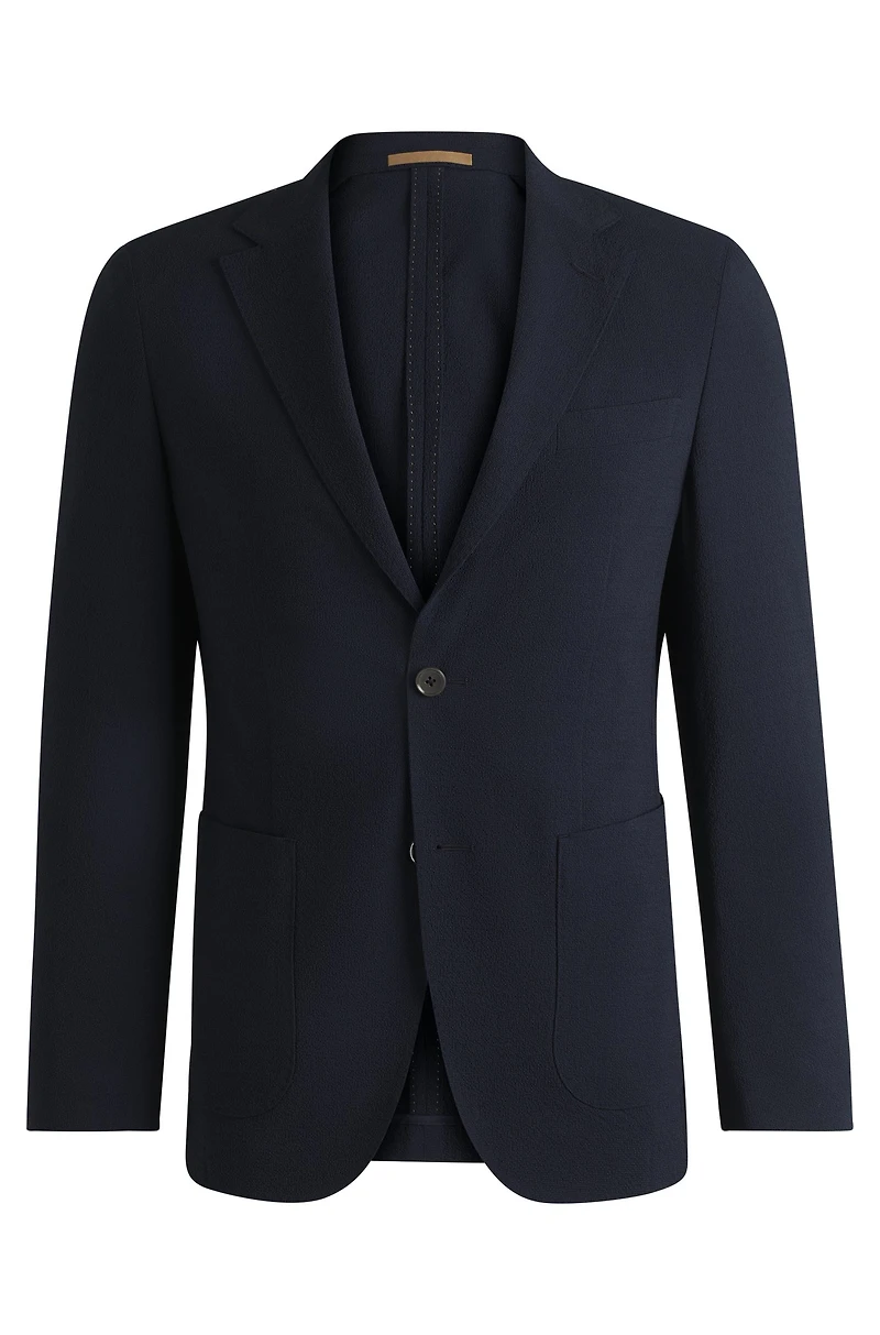 Slim-fit blazer wool seersucker with silk