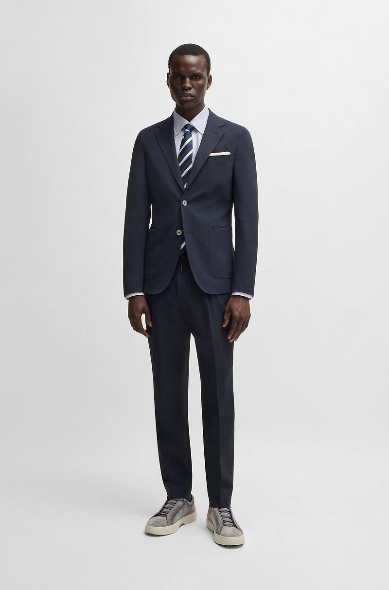 Slim-fit blazer wool seersucker with silk