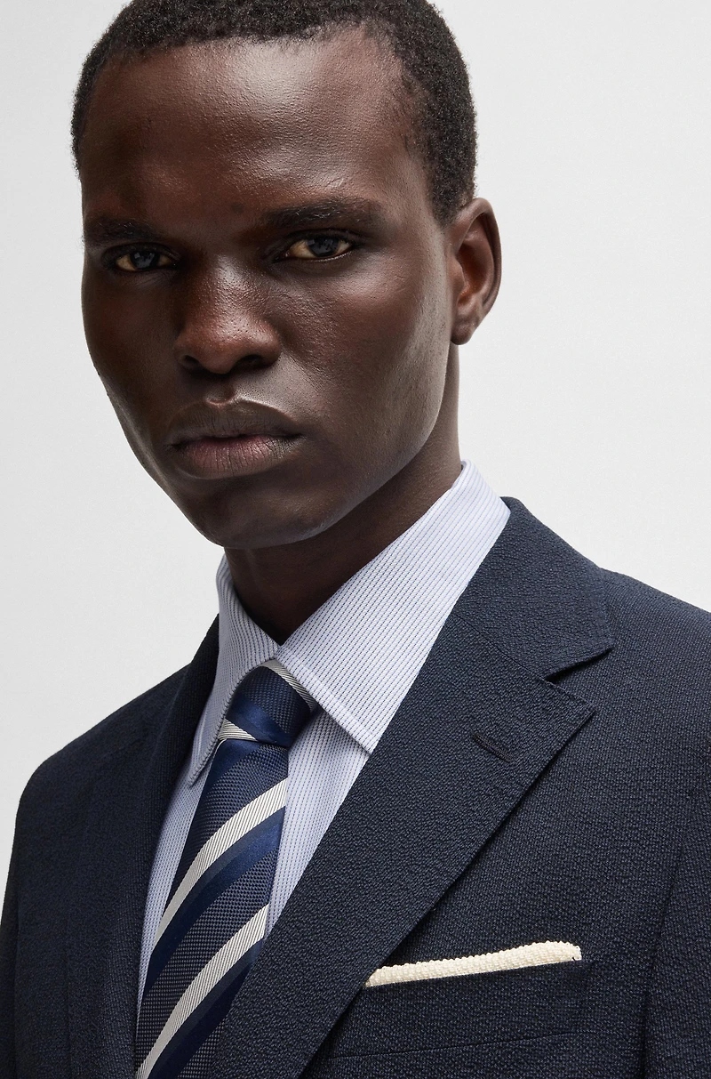 Slim-fit blazer wool seersucker with silk