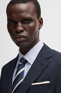 Slim-fit blazer wool seersucker with silk