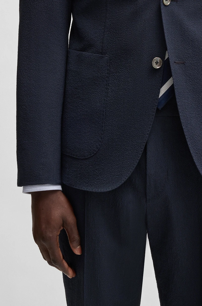 Slim-fit blazer wool seersucker with silk