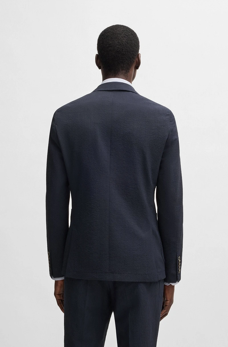 Slim-fit blazer wool seersucker with silk