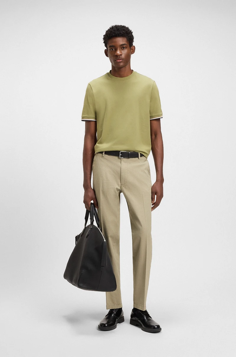 Regular-fit trousers printed stretch cotton