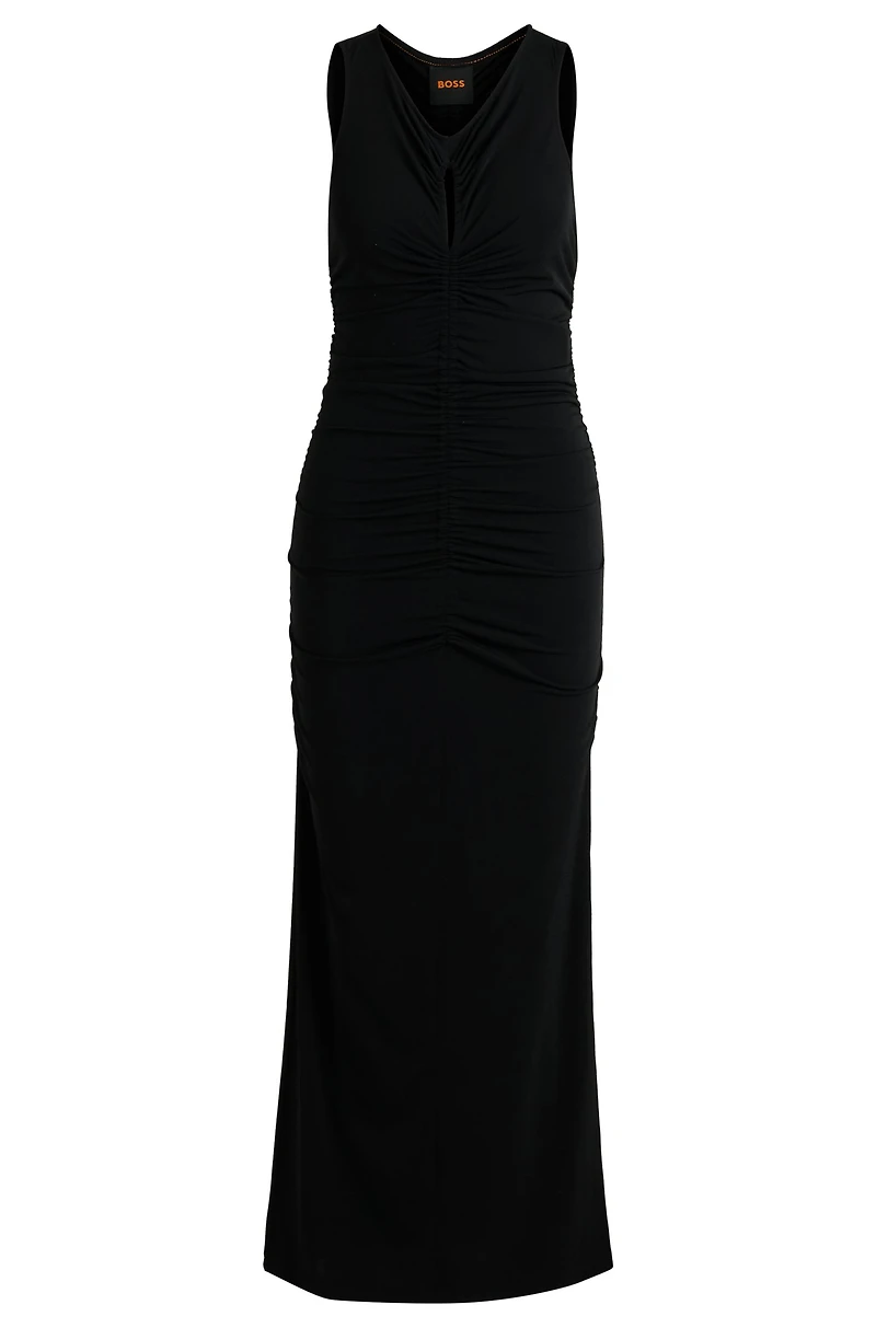 Jersey dress with gathering and cut-out detail