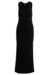 Jersey dress with gathering and cut-out detail