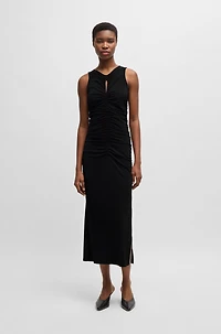 Jersey dress with gathering and cut-out detail