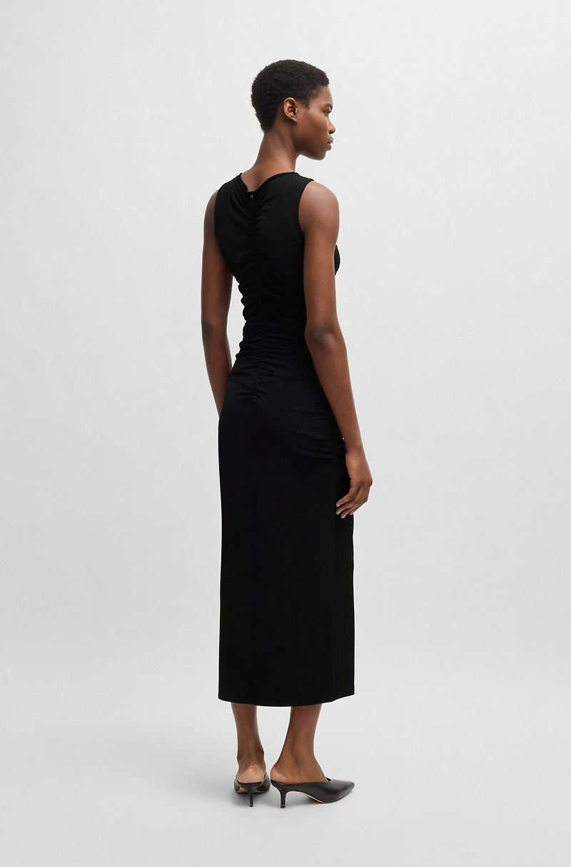 Jersey dress with gathering and cut-out detail