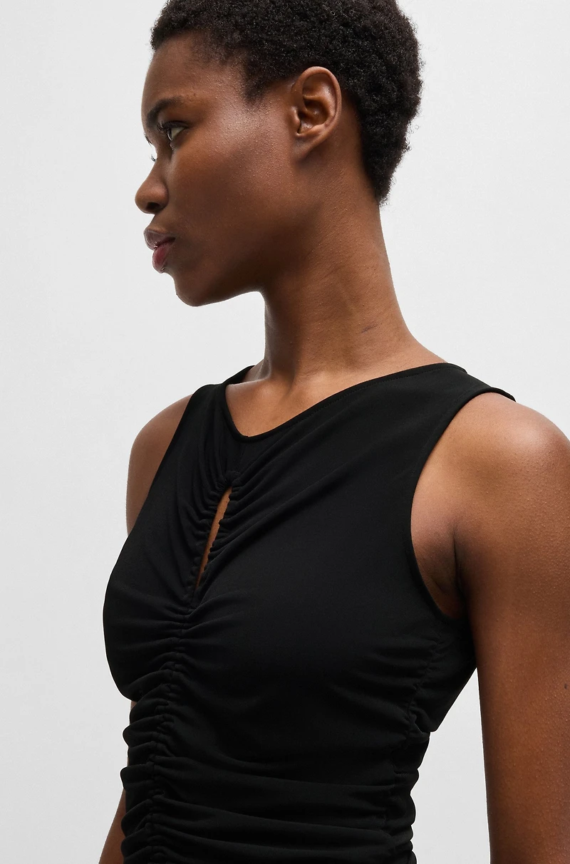 Jersey dress with gathering and cut-out detail