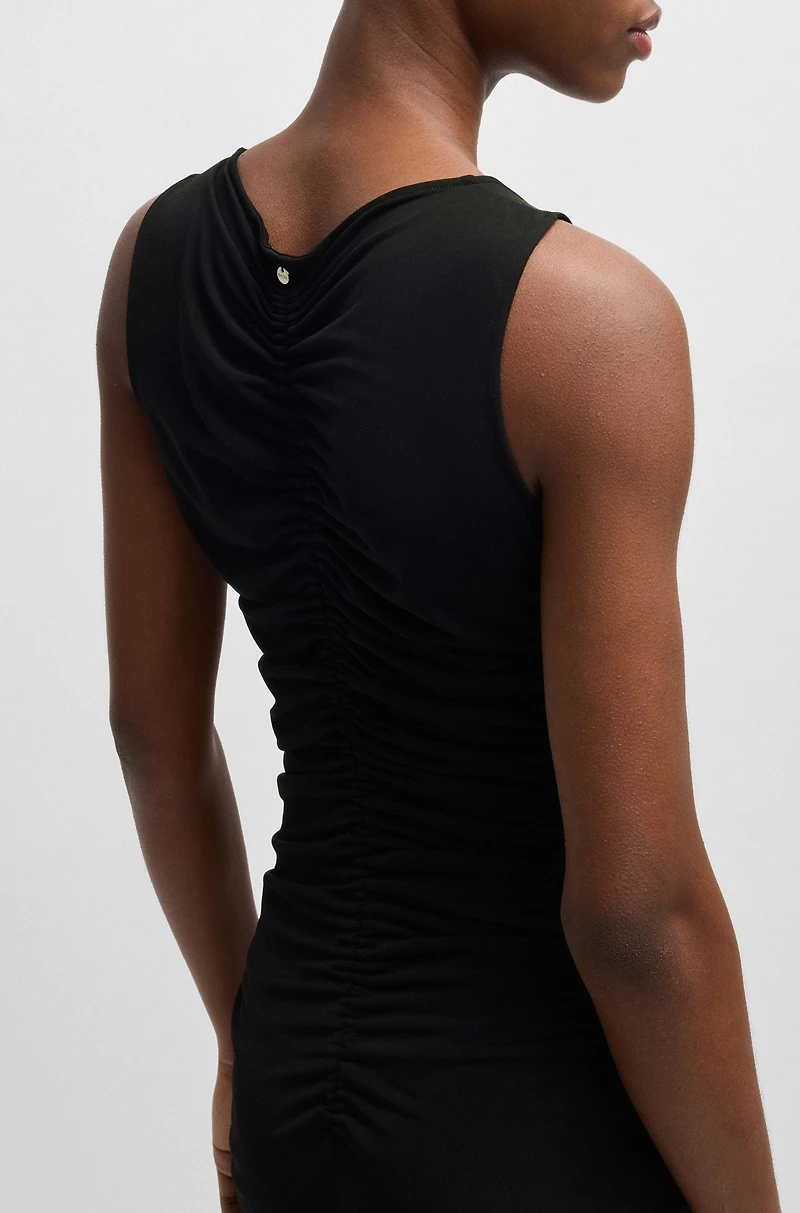 Jersey dress with gathering and cut-out detail