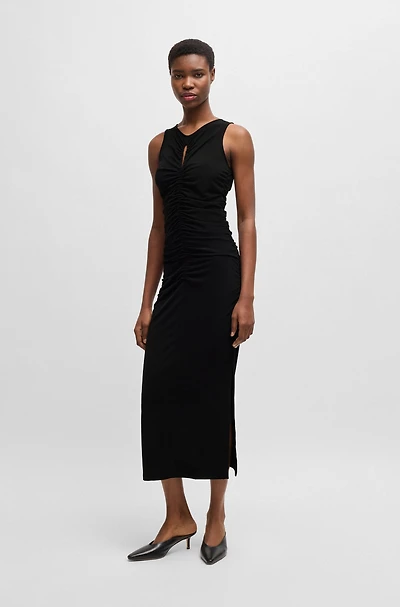 Jersey dress with gathering and cut-out detail