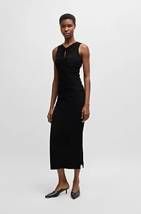 Jersey dress with gathering and cut-out detail