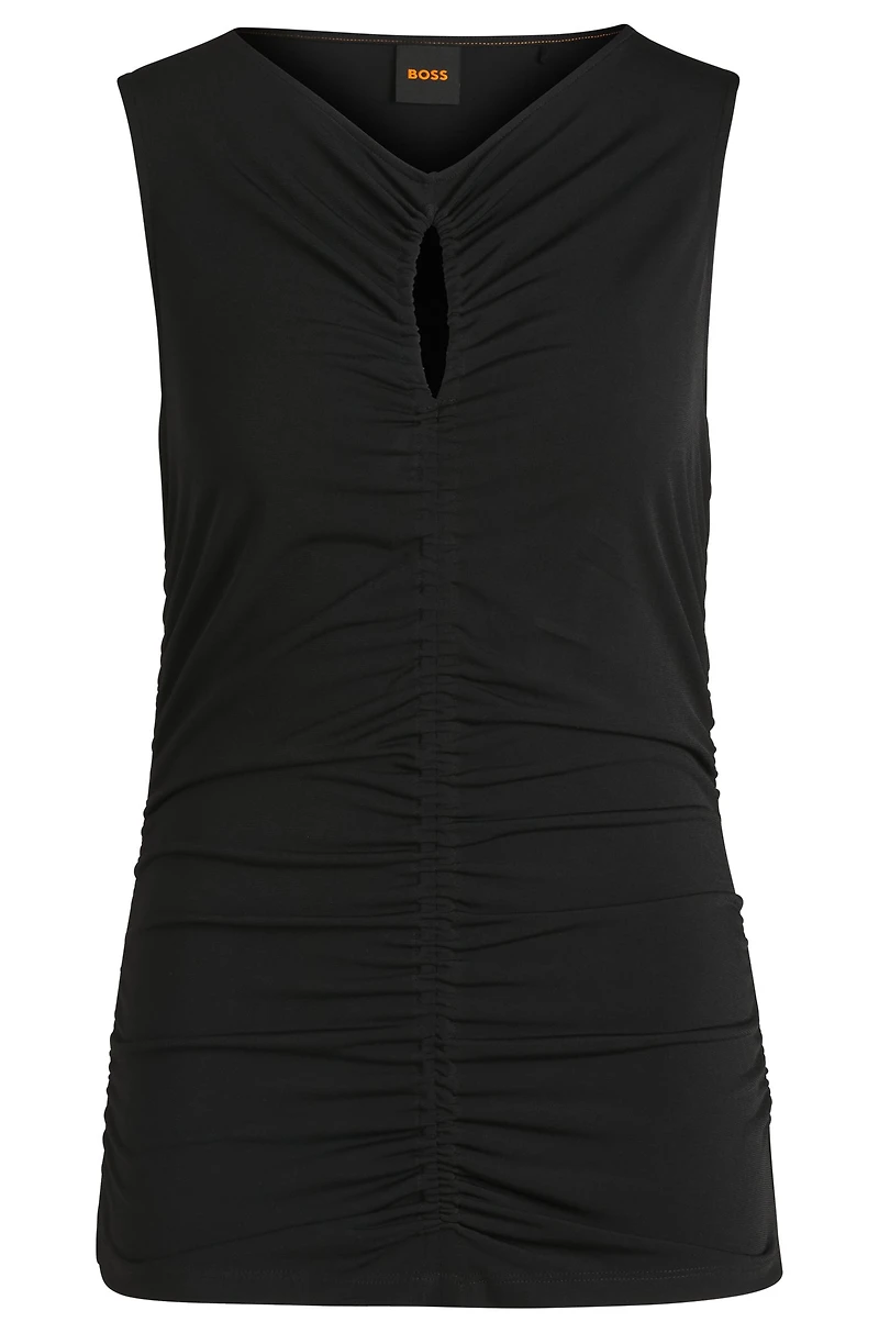 Jersey top with gathering and cut-out detail