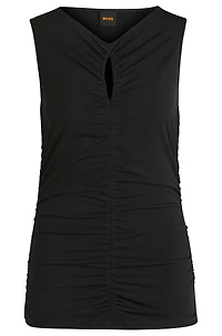 Jersey top with gathering and cut-out detail