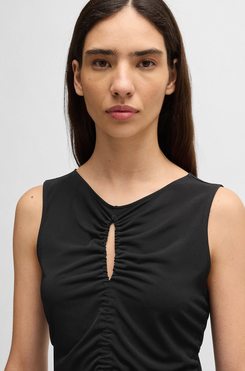 Jersey top with gathering and cut-out detail