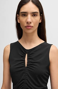 Jersey top with gathering and cut-out detail