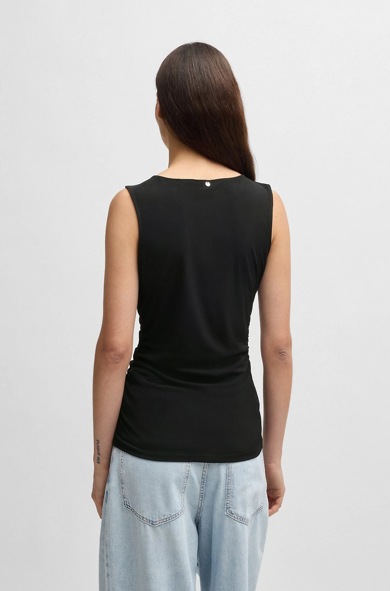 Jersey top with gathering and cut-out detail