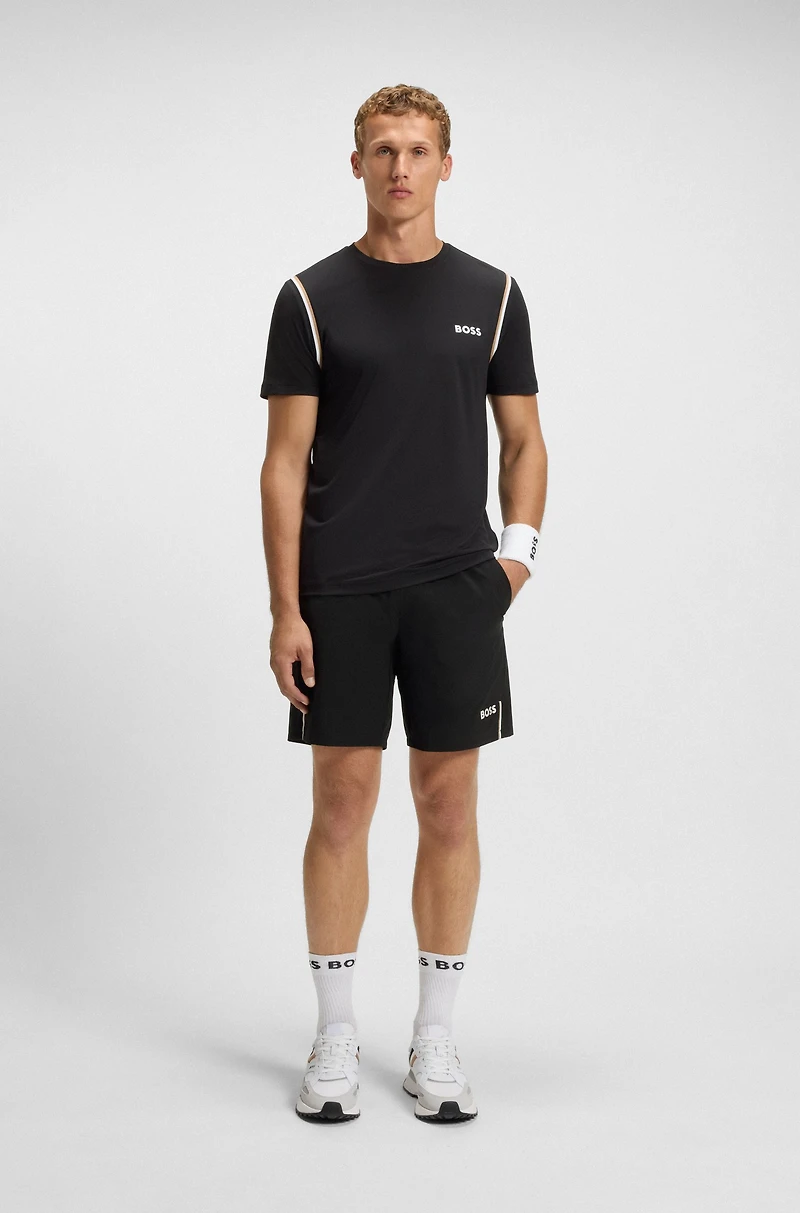 Active waffle-structure T-shirt with signature stripes