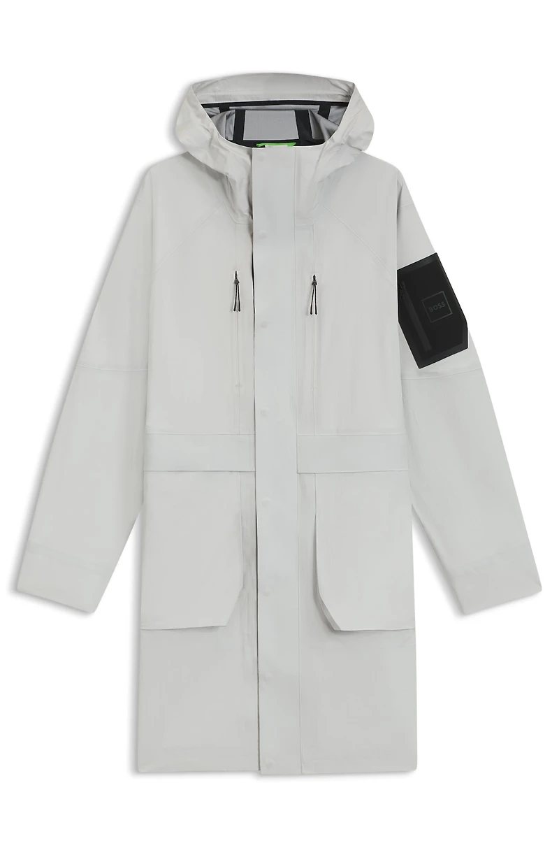 Water-repellent parka jacket with sealed seams