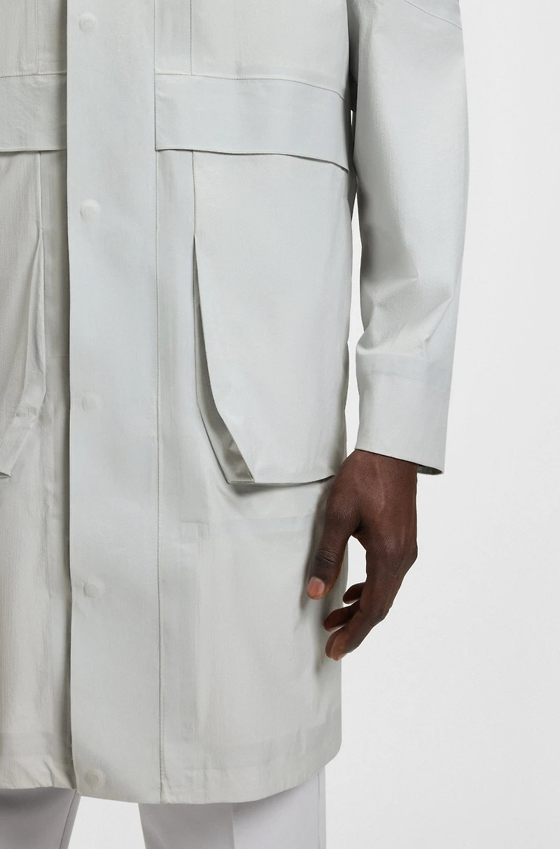 Water-repellent parka jacket with sealed seams