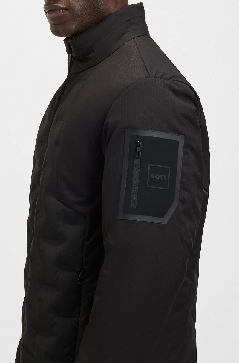 Cropped down jacket with water-repellent finish