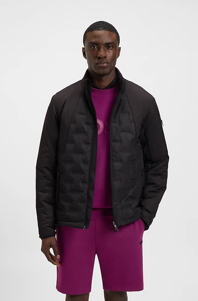 Cropped down jacket with water-repellent finish
