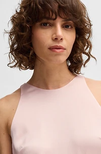 Maxi dress hammered satin with plissé skirt