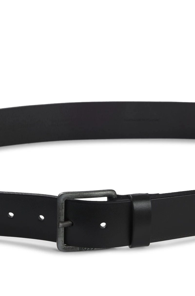 Logo-buckle belt leather